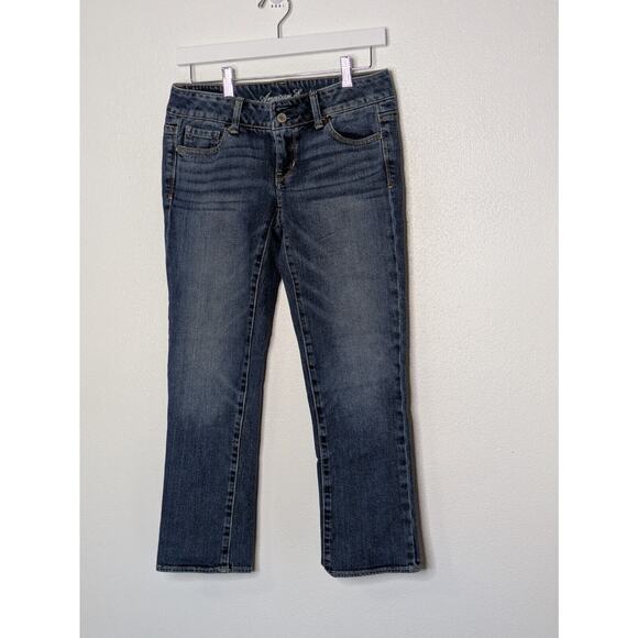 American Eagle Straight Stretch Womens Jeans Size 2 Reg Blue Low Rise - Picture 3 of 7